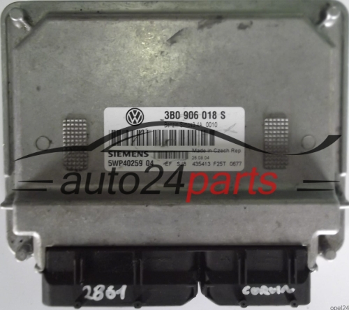 ECU ENGINE CONTROLLER VW VOLKSWAGEN PASSAT 1.6 3B0906018S, 3B0 906 018 S, SIEMENS 5WP40259 04 BENZIN SIMOS3.4A 0010
