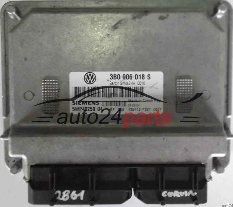 ECU ENGINE CONTROLLER VW VOLKSWAGEN PASSAT 1.6 3B0906018S, 3B0 906 018 S, SIEMENS 5WP40259 04 BENZIN SIMOS3.4A 0010