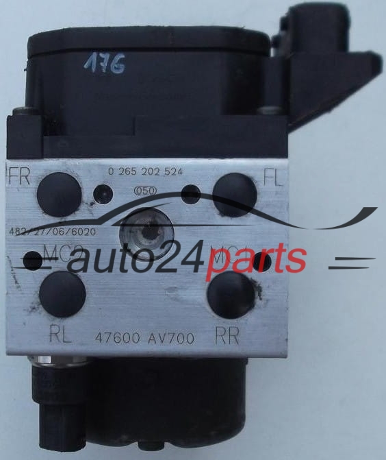 POMPE HYDRAULIQUE ET CALCULATEUR d'ABS NISSAN PRIMERA BOSCH 0 265 202 524, 47600 AV700,  0 130 108 098