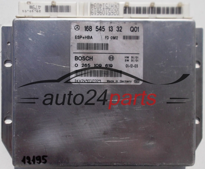 ABS STEROWNIK ESP + HBA MERCEDES W168 A-KLASA BOSCH 0265109619, 0 265 109 619, 1685451332 Q01, 168 545 13 32 