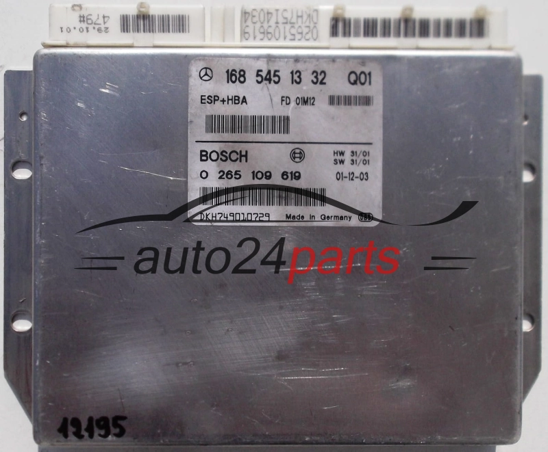 ABS STEROWNIK ESP + HBA MERCEDES W168 A-KLASA BOSCH 0265109619, 0 265 109 619, 1685451332 Q01, 168 545 13 32 