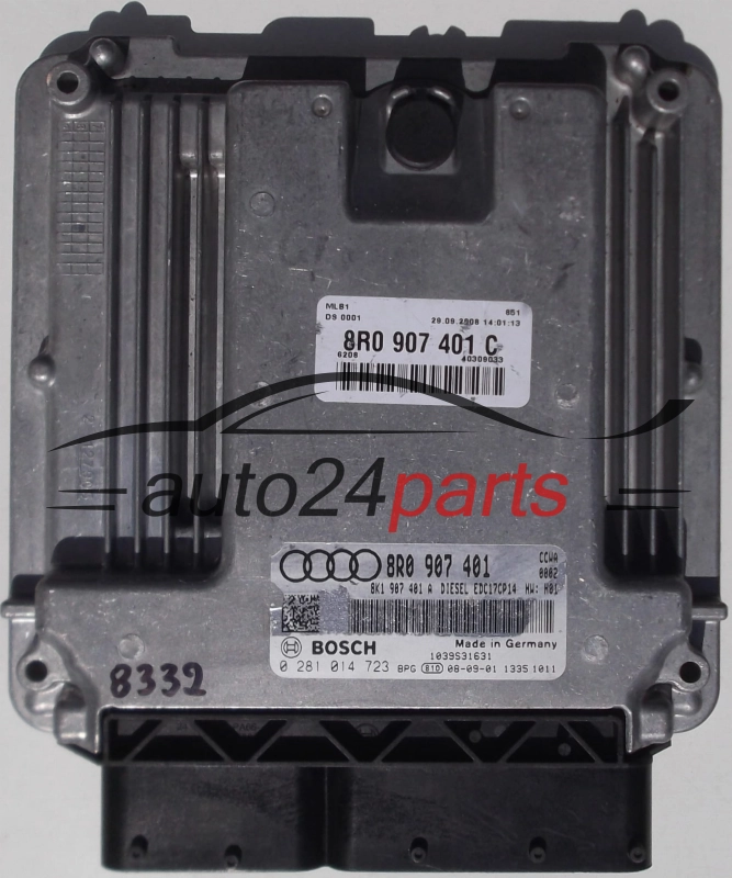 ECU ENGINE CONTROLLER AUDI Q5 8R, 3.0, BOSCH 0 281 014 723, BOSCH 0281014723, 8R0 907 401 C, 8R0907401C, 8K1907401