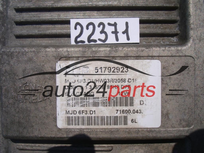 KOMPUTER STEROWNIK SILNIKA FIAT DOBLO 1.3 JTD MAGNETI MARELLI MJD 6F3.D1, MJD6F3D1, FPT 51792923, 71600.043.05, 7160004305