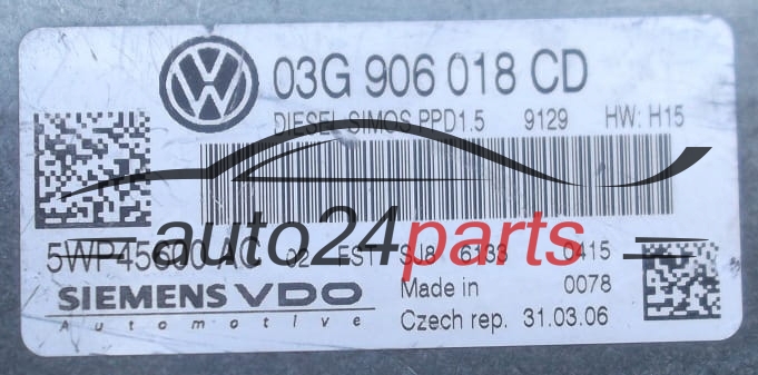 MOTORSTEUERGERÄT ECU STEUERGERÄT  VOLKSWAGEN PASSAT 2.0 TDI SIEMENS VDO 5WP45600 AC,  03G 906 018 CD