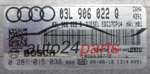 Μονάδα Ελέγχου Κινητήρα AUDI Q5 2.0 TDI BOSCH  0281015038, 03L906022Q, 03L906022B, EDC17CP14