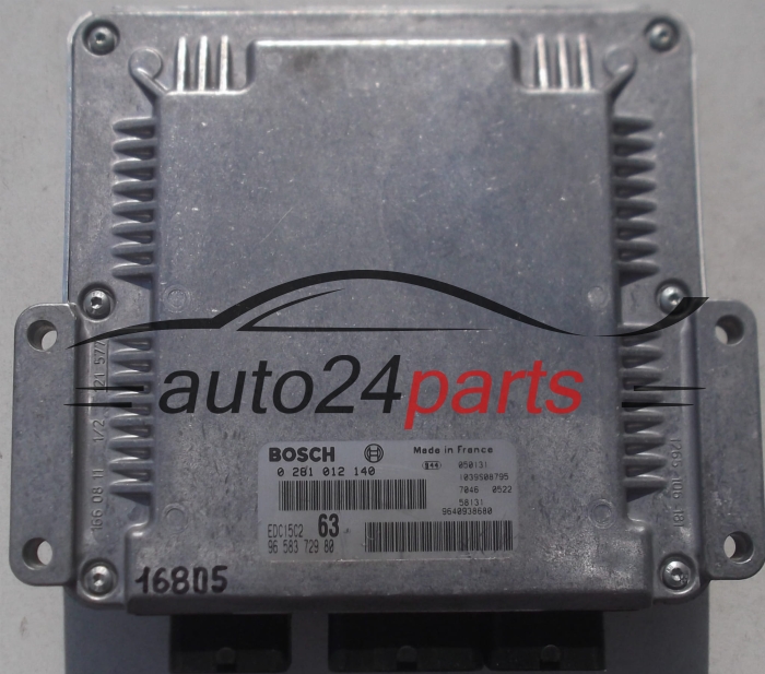 CENTRALINA DO MOTORE PEUGEOT 307 2.0 HDI, BOSCH 0 281 012 140, 0281012140, 96 583 729 80, 9658372980, 9640938680, 1039S08795, EDC15C2 63 