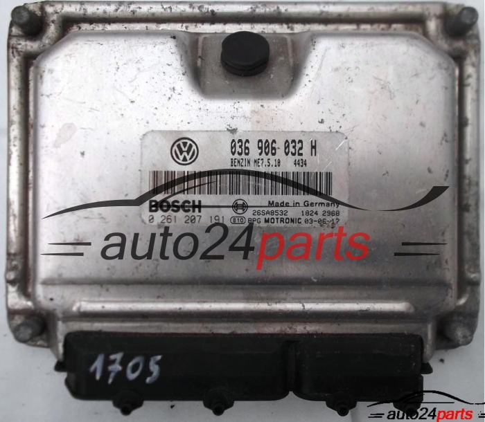 MOTORSTEUERGERÄT ECU STEUERGERÄT SEAT LEON 1.4 16V 036906032H, BOSCH 0261207191, 26SA8532 1184 2098, BENZIN ME7.5.10 4434