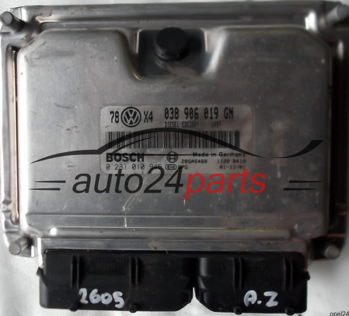MOTORSTEUERGERÄT ECU STEUERGERÄT VW VOLKSWAGEN PASSAT 1.9 TDI 038906019GN, 038 906 019 GN, BOSCH 0 281 010 946, 0281010946, DIESEL EDC15P+ 1497, 28SA5460
