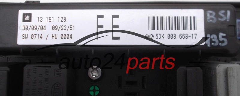 Scatola dei fusibili relè fusibile scatola BSI OPEL ASTRA H ZAFIRA B GM 13 191 128 FE, 13191128 FE, HELLA 5DK 008 668-17