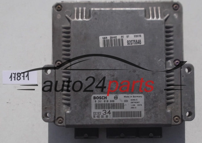  KOMPUTER STEROWNIK SILNIKA PEUGEOT 607 2.2 HDI BOSCH 0 281 010 880, 0281010880, 96 482 681 80, 9648268180, EDC15C2 34