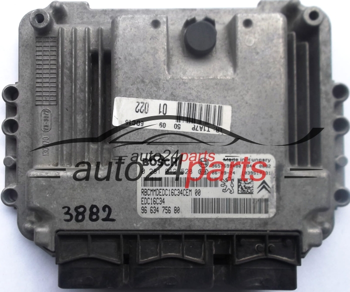 CENTRALINA MOTORE PEUGEOT 206 1.4 HDI BOSCH 0 281 012 528, 0281012528, 96 634 756 80, 9663475680, 9657699480 EDC16C34