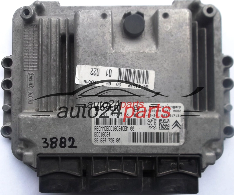 CENTRALINA MOTORE PEUGEOT 206 1.4 HDI BOSCH 0 281 012 528, 0281012528, 96 634 756 80, 9663475680, 9657699480 EDC16C34
