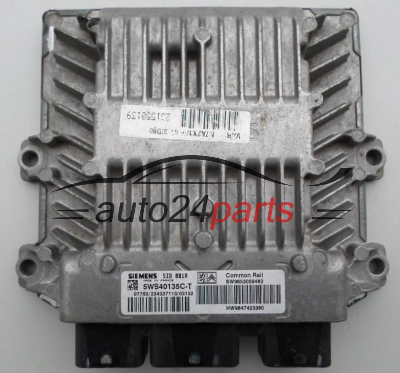 ECU ENGINE CONTROLLER  PEUGEOT 307 2.0 HDI SIEMENS 5WS40135C-T,  SW 9653059480, HW 9647423380