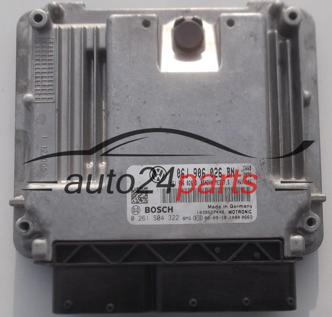 ECU CENTRALITA DE MOTOR VW VOLKSWAGEN PASSAT 2.0 TSI 06J906026BN, 06J 906 026 BN, 06J906026D, 06J 906 026 D, BOSCH 0261S04322, 0 261 S04 322, BENZIN MED17.5 CAWB 3509, 1039S31407 