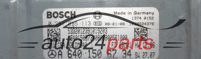Μονάδα Ελέγχου Κινητήρα MERCEDES 180 CDI BOSCH 0 281 015 113, 0281015113, A 640 150 67 34, A6401506734, CRA.32 