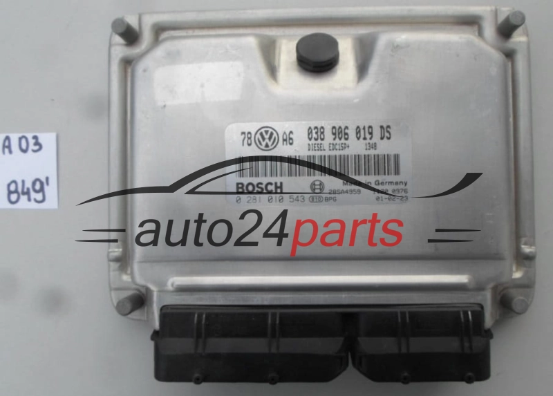 VW VOLKSWAGEN PASSAT 1.9 TDI AVF 038 906 019 DS, 038906019DS, BOSCH 0 281 010 543, 0281010543