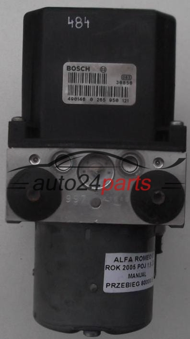 POMPE HYDRAULIQUE ET CALCULATEUR d'ABS ALFA ROMEO BOSCH 0 265 225 268,  51721792, 0 265 950 121