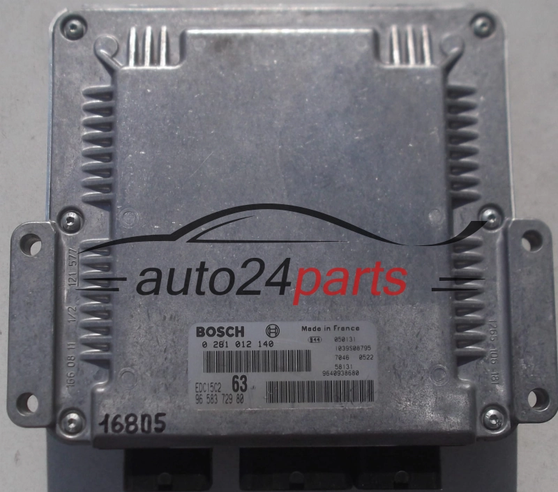 PEUGEOT 307 2.0 HDI, BOSCH 0 281 012 140, 0281012140, 96 583 729 80, 9658372980, 9640938680, 1039S08795, EDC15C2 63