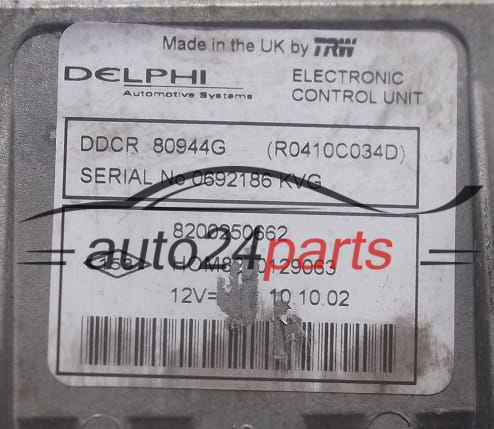 Μονάδα Ελέγχου Κινητήρα RENAULT CLIO 1.5 DCI DELPHI R0410C034D, 8200250662, HOM8200129063, DDCR 80944G