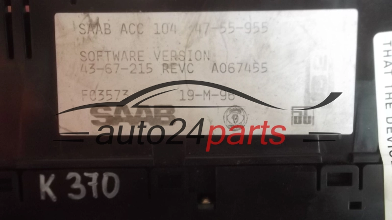 HEATING AND AIR CONDITIONING CONTROL PANEL SWITCH CLIMATRONIC SAAB 900 A067455, F03573