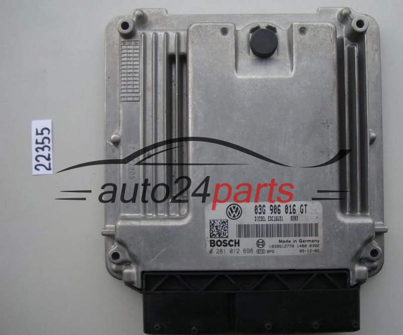 Μονάδα Ελέγχου Κινητήρα SKODA SUPERB 2.0 TDI BOSCH 0 281 012 698, 0281012698, 03G 906 016 GT, 03G906016GT, EDC16U31