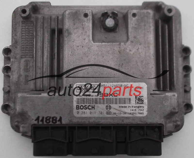 Μονάδα Ελέγχου Κινητήρα FORD FOCUS 1.6 TDCI BOSCH 0 281 011 701, 0281011701, 6M51-12A650-NC, 6M5112A650NC