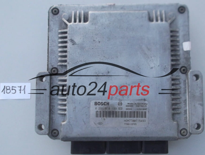 KOMPUTER STEROWNIK SILNIKA RENAULT MEGANE, SCENIC, RX4 1.9DCI, BOSCH 0 281 010 189, 0281010189, HOM7700115493, 7700115725