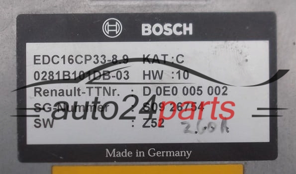 CALCULATEUR MOTEUR NISSAN QUASHQUAI 2.0 DCI BOSCH 0281B101DB-03