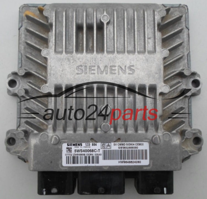 ECU ENGINE CONTROLLER  CITROEN PEUGEOT 1.4 HDI SIEMENS 5WS40068C-T,  SW 9652888580, HW 9648624280, SID804
