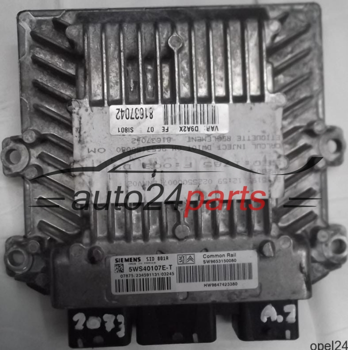MOTORSTEUERGERÄT ECU STEUERGERÄT PEUGEOT 406 2.0 HDI SIEMENS SID801A 5WS40107E-T SW9653150080, SW 9653150080, HW964723380, HW 9647223380