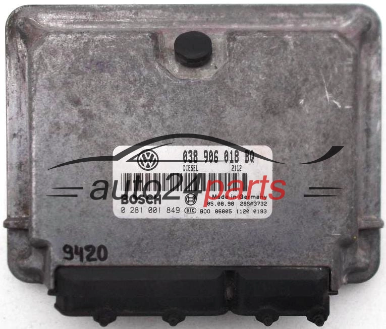 KOMPUTER STEROWNIK SILNIKA SKODA OCTAVIA 1.9 TDI AGR 038906018BQ, 038 906 018 BQ, BOSCH 0 281 001 849, 0281001849, DIESEL 2112, 28SA3732 
