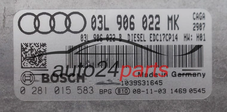 Μονάδα Ελέγχου Κινητήρα AUDI A4 2.0 TDI BOSCH 0 281 015 583