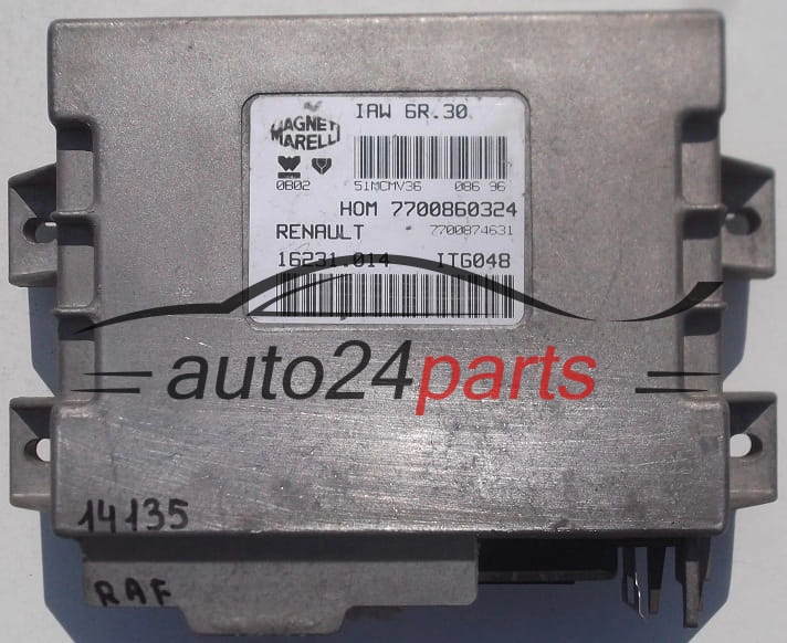 CENTRALINA DO MOTORE RENAULT TWINGO 1.2 MAGNETI MARELLI IAW 6R.30, IAW6R30, 7700860324, 7700874631, 16231.014, 16231014