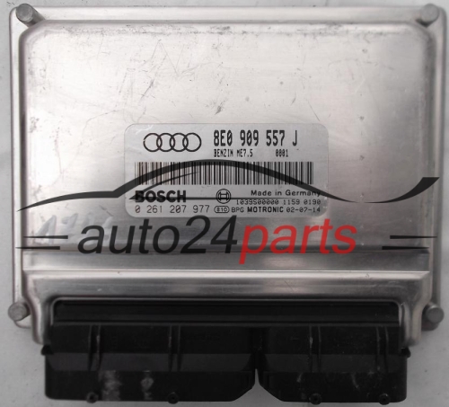 ECU ENGINE CONTROLLER AUDI A4 A6 2.0 ALT 8E0909557J, 8E0 909 557 J, BOSCH 0261207977, 0 261 207 977 BENZIN ME7.5