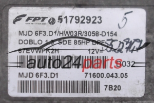 Μονάδα Ελέγχου Κινητήρα FIAT DOBLO 1.3 JTD MAGNETI MARELLI MJD 6F3.D1, MJD6F3D1, FPT 51792923, 71600.043.05, 7160004305 