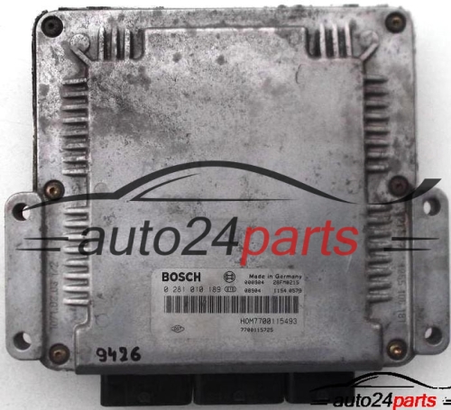 ECU CENTRALITA DE MOTOR RENAULT MEGANE, SCENIC, RX4 1.9DCI, BOSCH 0 281 010 189, 0281010189, HOM7700115493, 7700115725 