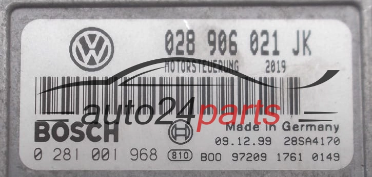 Μονάδα Ελέγχου Κινητήρα VOLKSWAGEN SHARAN 1.9 TDI BOSCH 0 281 001 968, 028 906 021 JK