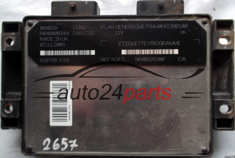 MOTORSTEUERGERÄT ECU STEUERGERÄT CITROEN PEUGEOT 1.9 LUCAS R04080034A PSA 9641390180 SOFT 9648225280, DCN2 DWLC12