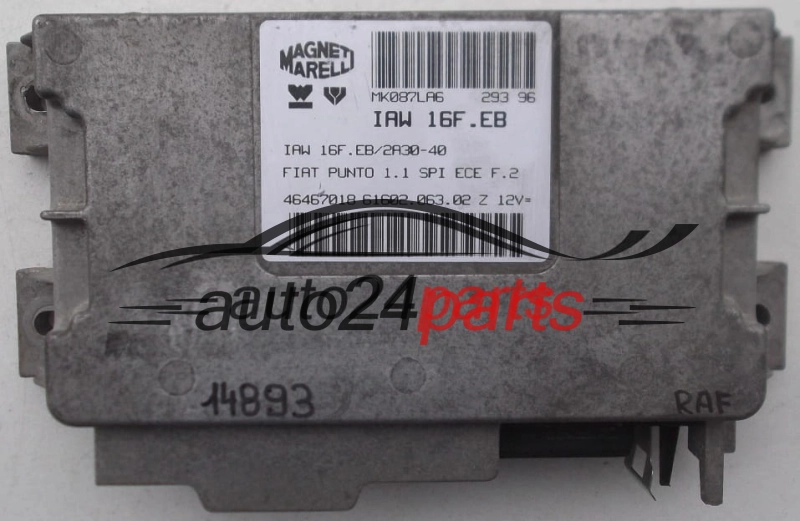 ECU ENGINE CONTROLLER FIAT PUNTO 1.1 MAGNETI MARELLI IAW 16F.EB, IAW16FEB, 46467018, 61602.063.02, 6160206302