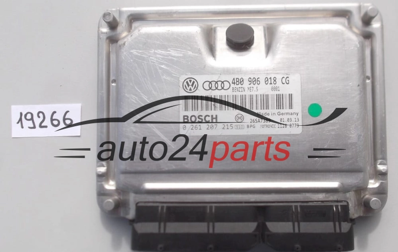 KOMPUTER STEROWNIK SILNIKA AUDI A4 A6 VW VOLKSWAGEN PASSAT 1.8T 1.8 TURBO 4B0906018CG, 4B0 906 018 CG, BOSCH 0261207215, 0 261 207 215, BENZIN ME7.5 0002, 26SA7389