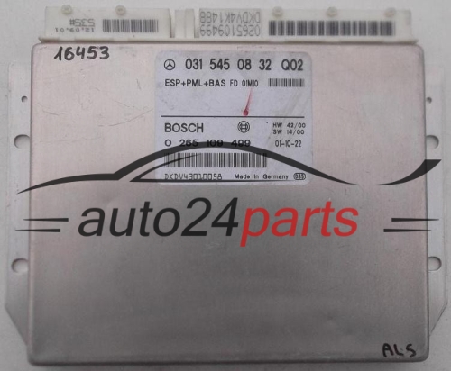 CENTRALINA ABS ESP+PML+BAS MERCEDES W210 BOSCH 0 265 109 499, 0265109499, 031 545 08 32, 0315450832, A 031 545 08 32, A0315450832 