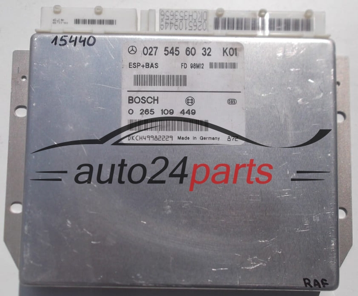 ABS STEROWNIK ESP+BAS MERCEDES W168 A0275456032, 0275456032, A 027 545 60 32 BOSCH 0265109449, 0 265 109 449
