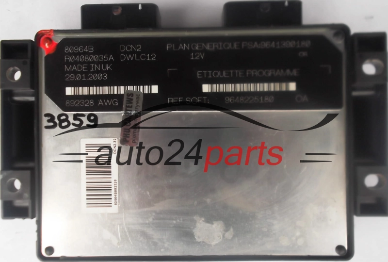 MOTORSTEUERGERÄT ECU STEUERGERAT CITROEN PEUGEOT 1.9 LUCAS R04080035A PSA 9641390180 SOFT 9648225180, DCN2, DWLC12