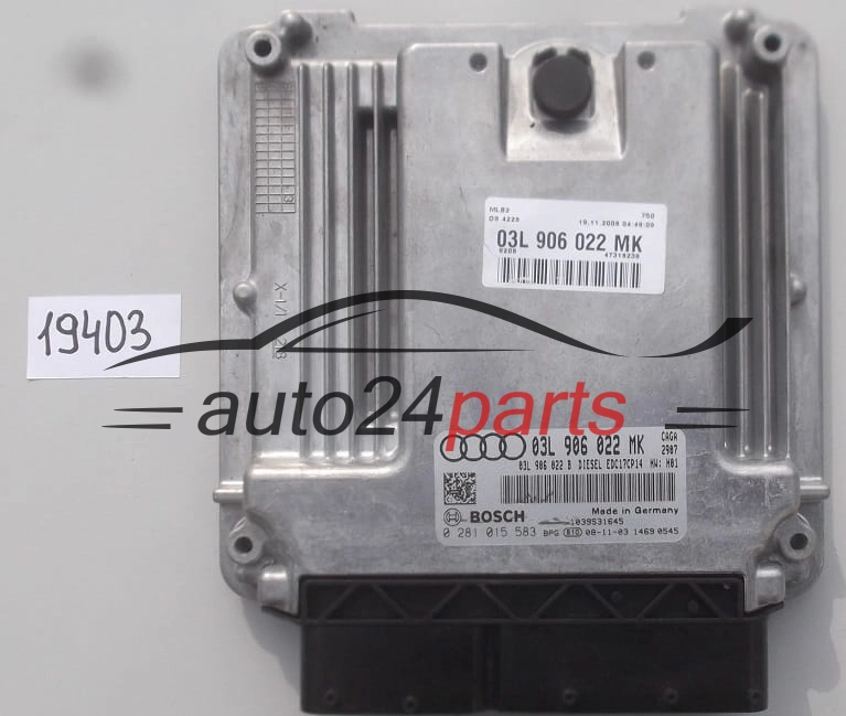 KOMPUTER STEROWNIK SILNIKA AUDI A4 2.0 TDI BOSCH 0 281 015 583, 0281015583, 03L 906 022 MK, 03L906022MK, EDC17CP14
