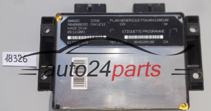 KOMPUTER STEROWNIK SILNIKA CITROEN PEUGEOT LUCAS R04080025D, PSA: 9641390180, SOFT: 9646260180, DCN2, DWLC12