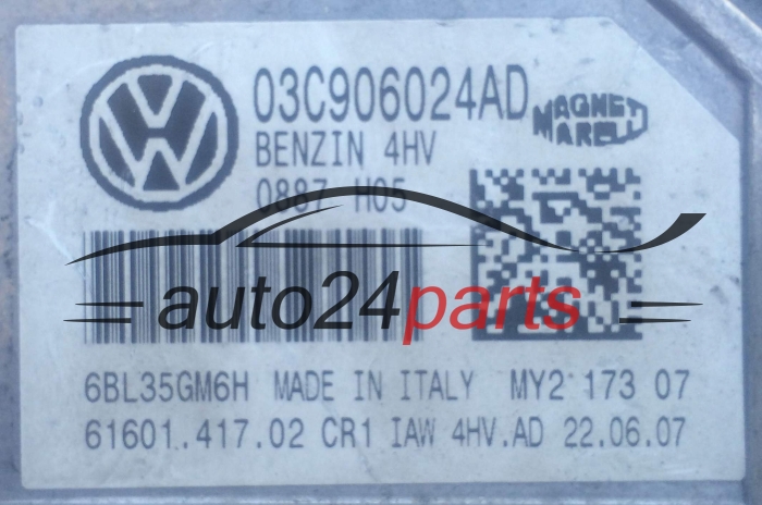 Μονάδα Ελέγχου Κινητήρα VOLKSWAGEN POLO 1.4 MAGNETI MARELLI IAW 4HV.AD,  03C 906 024 AD, 61601.417.02