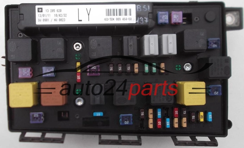 Central do sistema elétrico com caixa de relés e fusíveis, central de controle modul BSI OPEL ASTRA H ZAFIRA B GM 13 285 620 LY