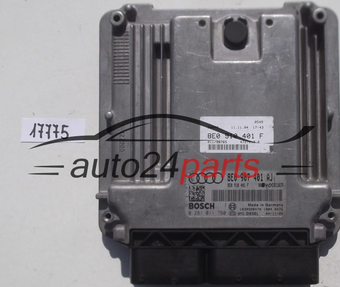 KOMPUTER STEROWNIK SILNIKA AUDI A4 3.0 TDI BKN 8E0 907 401 AJ, 8E0907401AJ, 8E0 910 401 F, 8E0910401F, BOSCH 0 281 011 760, 0281011760