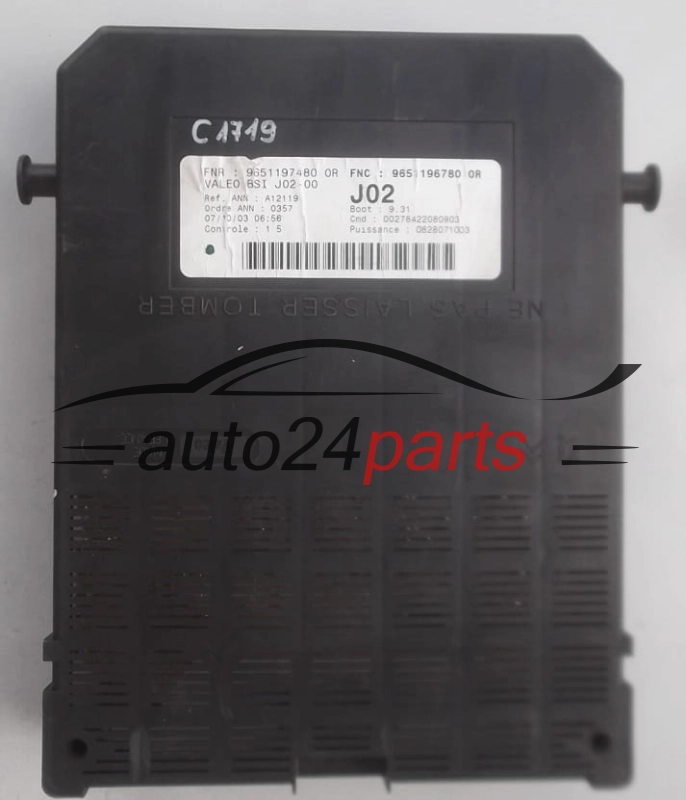 PEUGEOT 307 BSI J02-00 9651197480 A, 9651196780 A 