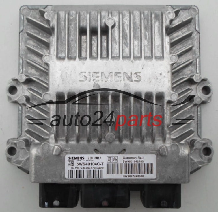 ECU ENGINE CONTROLLER  CITROEN PEUGEOT 2.0 HDI SIEMENS 5WS40104C-T,  SW 9651942480, HW 9647423380, SID801A